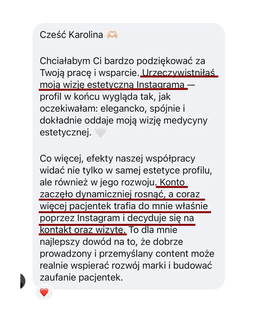 Opinia klientki o współpracy z KH Social Media