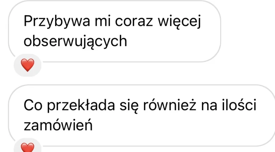 Opinia klienta o wzroście liczby obserwujących i zamówień